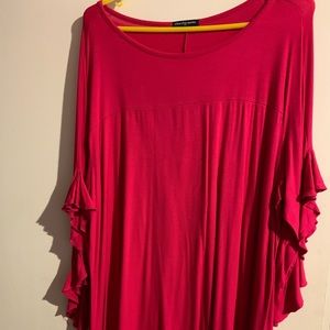 Magenta ruffle sleeve top, never worn! Red top too